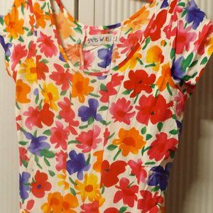 LADIES, FLORAL FLOWER PRINT CASUAL DRESS, MEDIUM, 100% RAYON